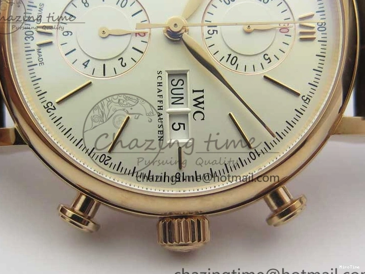 MIROTIME 0102 Efficient Portofino Chrono RG ZF 1:1 Best Edition White Dial on Brown Leather Strap A 7151